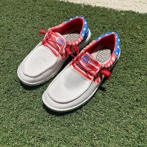 Hey Dude Women's Red, White, and Blue Shoes